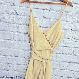 Altar’d State Very Light Yellow Wrap Lined Dress
